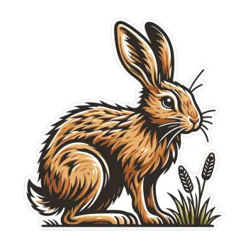 Samolepicí dekorace na vozidlo Barevný zajíc 007 pravá v pšeničném poli (9,5 x 10) SAMOLEPKA NA AUTO, NÁLEPKA, FÓLIE, POLEP, TUNING, VLASTNÍ TEXT, TISK, AUTOSAMOLEPKY.cz, POLEPY, OBRÁZEK, LOGO, 3D STICKERS