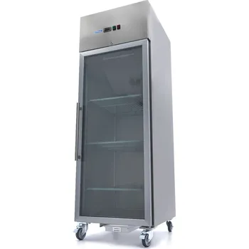 Chladnička – 700 l – 3 nastavitelné police (2/1 GN) – nerezová ocel – se skleněnými dveřmi