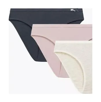 Dámské spodní prádlo 3 PACK kalhotky Atlantic 3CLP-002 - bavlna Šedo-ružová L