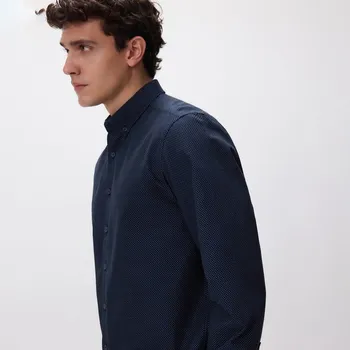 Pánská košile Reserved - Košile regular fit s vysokým podílem bavlny - tmavomodrá - 122GT-59X - 122GT-59X-M