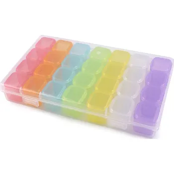 Úložný box Plastový box / zásobník 28 dóziček multikolor 1ks