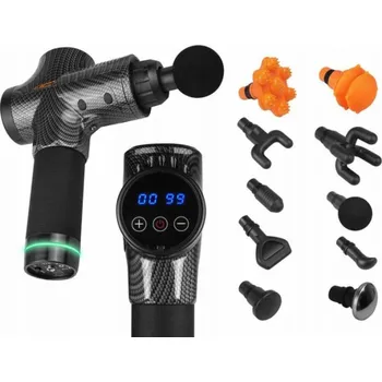 Masážní přístroj LTC Massager MASSAGER Masážní pistole LTC s 10 hroty, sada černá/uhlíková
