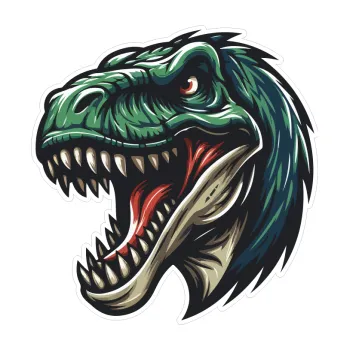 Polep vozidla SAMOLEPKA Barevný dinosaurus 017 levá T rex (14,4 x 15) NA AUTO, NÁLEPKA, FÓLIE, POLEP, TUNING, VLASTNÍ TEXT, TISK, AUTOSAMOLEPKY.cz, POLEPY, OBRÁZEK, LOGO, SAMOLEPKY