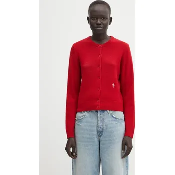 Dámský svetr Vlněný kardigan Sporty & Rich SRC Cashmere dámský, červená barva, WS07364302RE15, M, 33X