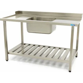 Nerezový dřez Stoly k průchozí myčce &#8211; L vstupní + dřez - 1400 - x - 750