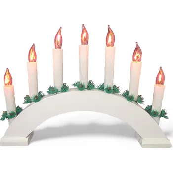 Svícen Light Irridiance Vánoční svícen oblouk - 7 žárovek ORANŽOVÝ PLAMEN (do zásuvky) Bílý