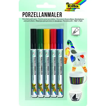 Speciální výtvarná barva Barvy na porcelán 5 ks - tloušťka čáry 1-2 mm
