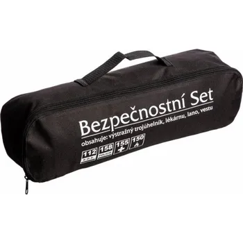 Autolékárnička Sada povinné výbavy černá - lékárnička, trojúhelník, lano a výstražná vesta