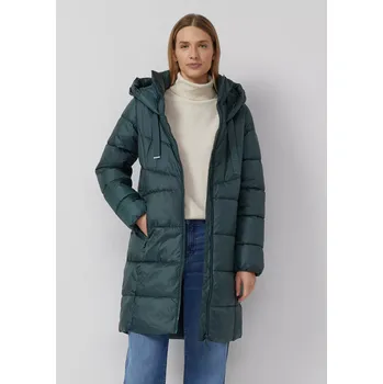 Dámské tričko s.Oliver zimní prošívaný kabát s kapucí lahvově zelený Velikost: 40