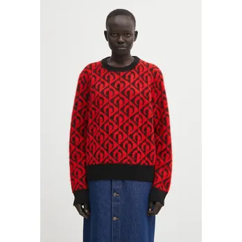 Dámský svetr Svetr s příměsí vlny Marine Serre Moon Lozenge Knit Crewneck, M, červená, 33X