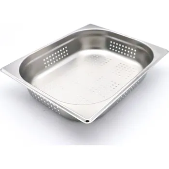 Dóza na potraviny Gastronádoba 1/2 GN – perforovaná – hloubka 6,5 cm – 32,5 x 26,5 cm – nerezová ocel
