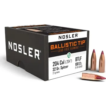 Příslušenství pro sportovní střelbu Střely Nosler Ballistic Tip Lead Free .204 Caliber, dia .204, 32grs