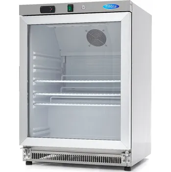 Chladnička – 200 l – nerezová ocel – se skleněnými dveřmi