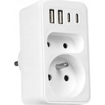 Prodlužovací kabel Rozbočovací zásuvka 2Z + 2xUSB-C + 2xUSB-A