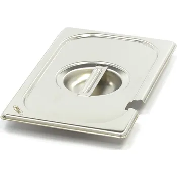 Dóza na potraviny Gastronádoba s víkem 1/4 GN – s prohlubní – nerezová ocel