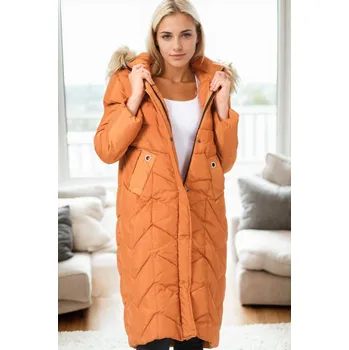 Z9751 DEWBERRY WOMEN'S COAT-CAMEL dewberry bílá | oranžová 3477845