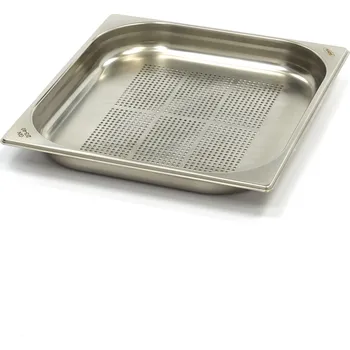Dóza na potraviny Gastronádoba 2/3 GN – perforovaná – hloubka 4 cm – 32,5 x 35,4 cm – nerezová ocel