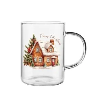 KUBEK SZKLANY BOROSILIKAT 350 ML DEK. ZIMOWY DOMEK