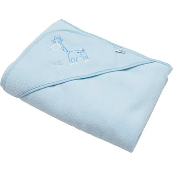 Dětská froté osuška s výšivkou a kapucí New Baby 100x100 modrá žirafka