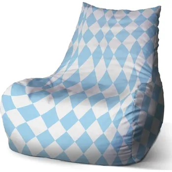 Sedací pytel Sablio Sedací vak Bean Bílomodré kosočtverce: 100 x 90 x 45 cm