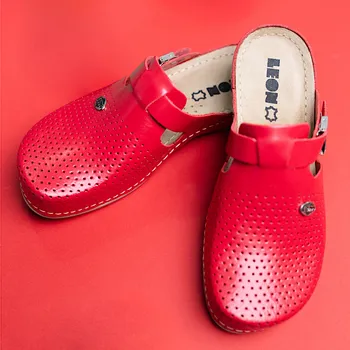 Dámská zdravotní obuv Leon 900 Dámská pracovní kožená zdravotní obuv - Červená Velikost: 39