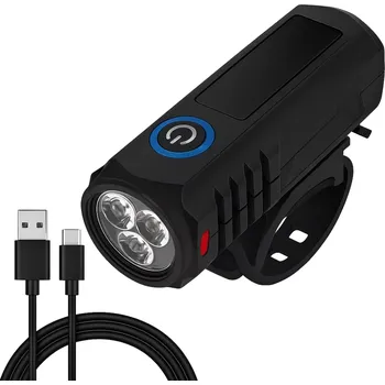 Cyklosvítilna USB-C nabíjecí cyklo světlo Nakida HW 2288, 3× LED, kompaktní přední osvětlení na kolo (přední světlo na kolo | cyklo svítilna | nabíjecí světlo na kolo | USB-C světlo na kolo | blikačka přední | LED osvětlení na kolo | 3x CREE LED | silné světlo na kolo 