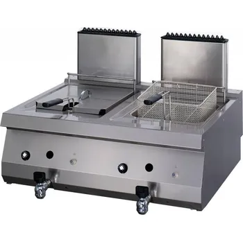 fritéza Fritéza pro vysoké zatížení – 2 x 12 l – plynová – dvojitá – s vypouštěcím kohoutem – hloubka 70 cm