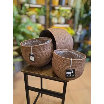 Koš z mořské trávy tmavě hnědý kulatý mix