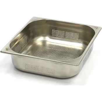 Dóza na potraviny Gastronádoba 2/3 GN – perforovaná – hloubka 10 cm – 32,5 x 35,4 cm – nerezová ocel