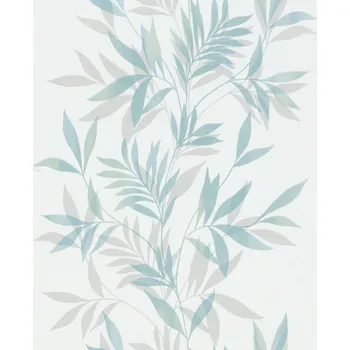 Tapeta Vliesová tapeta, bílá s listy v mintové barvě 0,53 x 10,05 m / Tapety na zeď Mona 82461 Marburg