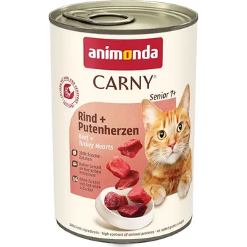 Krmivo pro kočku 4x6ks-24x400g animonda Carny Senior hovězí maso a krůtí srdce vlhké krmivo pro kočky