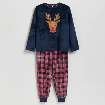 Dětská móda Reserved - Vánoční pyžamová souprava se sobem - tmavomodrá - 985HI-59X - 985HI-59X-U98
