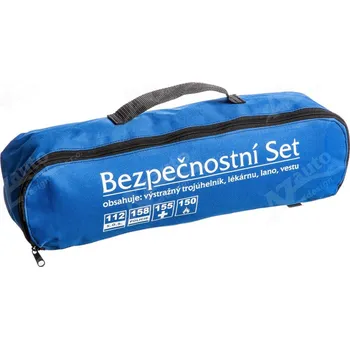 Autolékárnička Sada povinné výbavy modrá - lékárnička, trojúhelník, lano a výstražná vesta