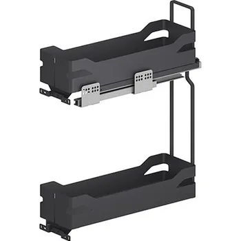 Nábytkové kování Wireli Plnovýsuvný dvojkoš boční WIRELI Style s tl.dovřením, 164x480x580mm, antracit korpus 200mm