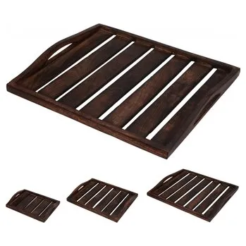 Servírovací tác Mango wood sada 3 ks, tmavě hnědý