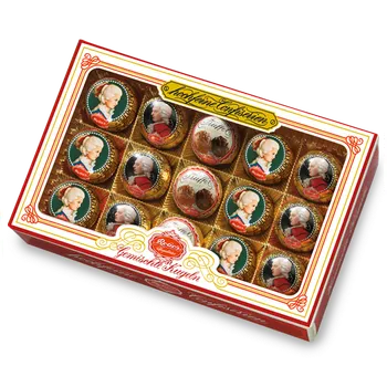 Bonboniéra REBER Mozartovy koule Mix 3 druhů - luxusní bonboniéra 300 g (Constanze & Mozart & Trüffel kugel Baroko Mozart)