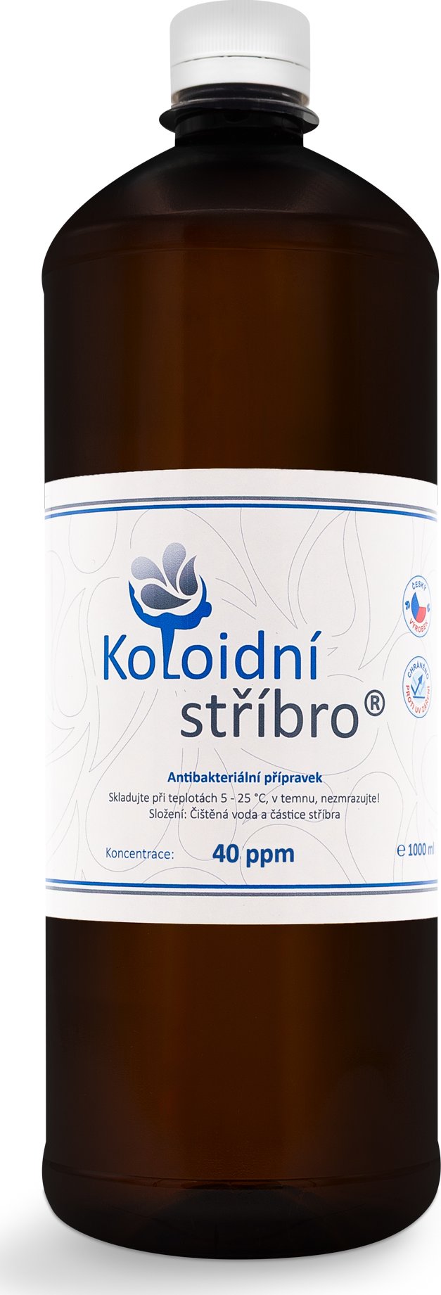 Koloidní stříbro 1000 ml Balení: Plastové lahve, Koncentrace: 40 ppm