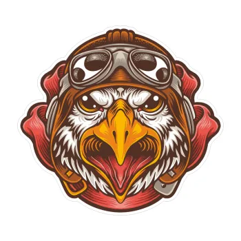 Samolepicí dekorace na vozidlo Barevný orel 019 pilot (10 x 9,3) SAMOLEPKA NA AUTO, NÁLEPKA, FÓLIE, POLEP, TUNING, VLASTNÍ TEXT, TISK, AUTOSAMOLEPKY.cz, POLEPY, OBRÁZEK, LOGO, 3D STICKERS