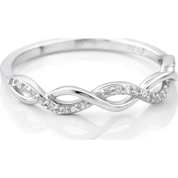 Prsten Stříbrný prsten s propleteným designem a čirými zirkony – elegantní dámský prsten - ve velikostech 51, 54 51