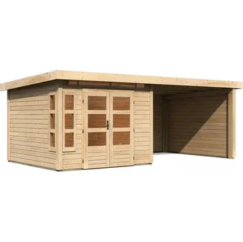 Zahradní domek Dřevěný zahradní domek KASTORF 6 s přístavkem 320 Lanitplast