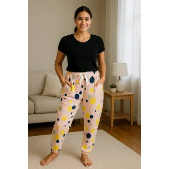 Dámské kalhoty Sale-Veselé dámské kalhoty, domácí kalhoty RM2 - růžová s bublinami