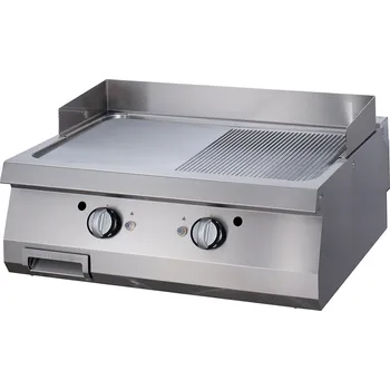 Kuchyňský gril Grilovací pánev Premium 1/2 s drážkami – plynová – dvojitá jednotka – hloubka 90 cm