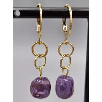 Náušnice Náušnice Čaroit tromlík ve zlatém provedení - kruhy