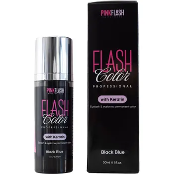 Barva na řasy a obočí Pink Flash Switzerland Flash Color výživná barva na řasy a obočí Black Blue 15 ml + aktivátor 15 ml