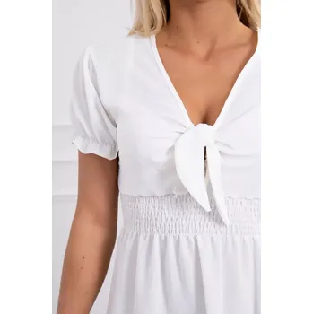 Dámské šaty Šaty s vázaným výstřihem do V ecru UNI