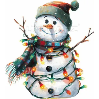 Nášivka Nažehlovačka Sněhulák a světýlka pohodář - 5 x 6 cm