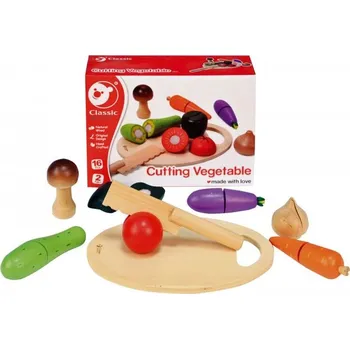 Dřevěná hračka Teddies zelenina krájecí s prkénkem dřevo 16ks