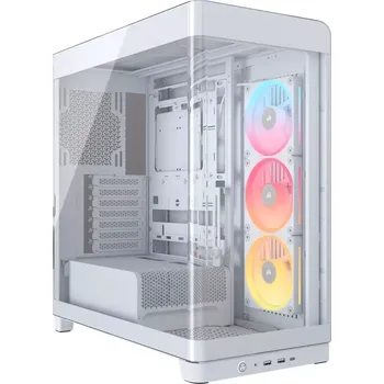 PC skříň počítačová skříň mid‑tower s panoramatickým sklem 4500x lx‑r rgb bílá