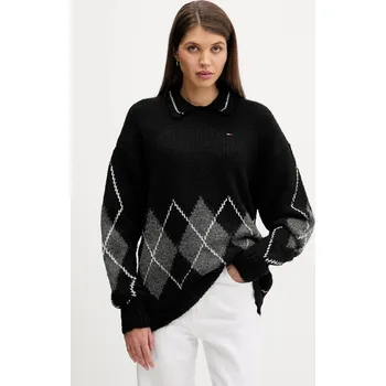 Dámský svetr Svetr s příměsí vlny z alpaky Tommy Jeans DW0DW22559 černá 99X, vel. XS