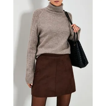 Dámský svetr Sinsay - Rolák s ozdobnými rukávy - hnědá - 283GT-84M - 283GT-84M-M